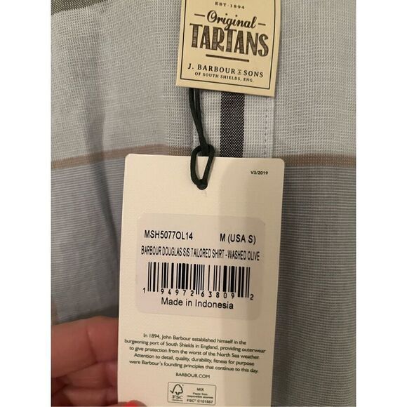 Barbour Douglas Tailored Short-Sleeved Shirt Olive NEW - Picture 7 of 9